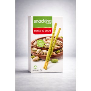 SnackKing Pistachio Sticks – Pistachio Coated Biscuit with Pistachio Chips (48g)