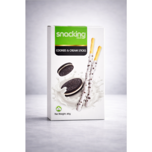 SnackKing Cookies & Cream Sticks – Creamy White Chocolate Biscuit Sticks (48g)