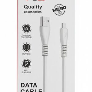 Veon V01 6A Micro USB Fast Charging Data Cable - High Current & Durable Sync Lead (White)