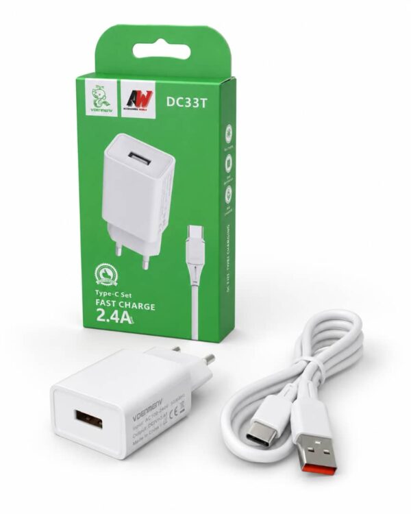 Type-C Fast Charge Set 2.4A - Wall Adapter + Cable 1 Type C Fast Charge Set