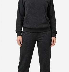 Speckled Fleece Tracksuit Set - Charcoal Black