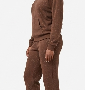 Speckled Fleece Tracksuit Set - Earth Brown